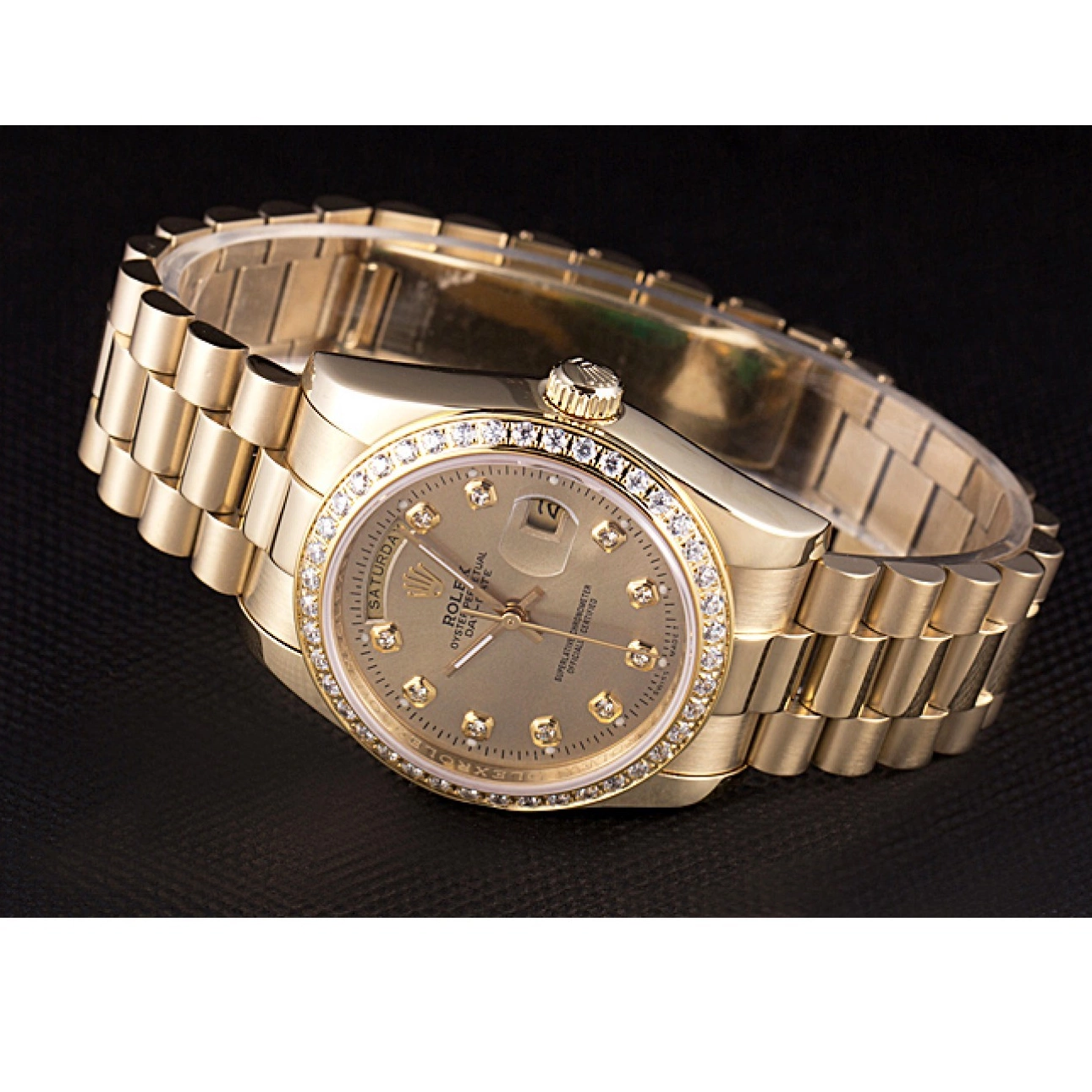 MiroTime 0820 Rolex Day-Date 18k Yellow Gold Plated Stainless Steel Gold Dial